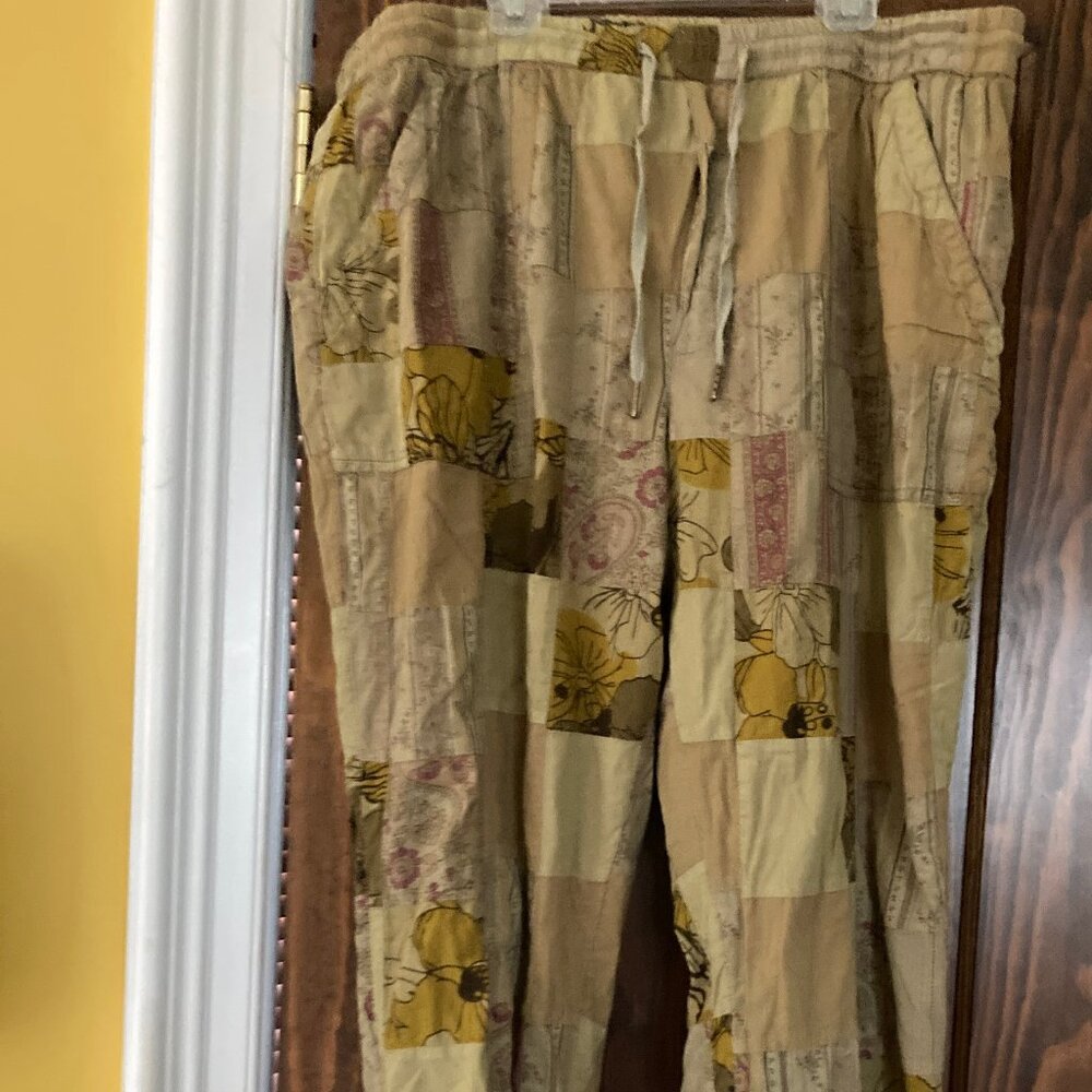 Anthropologie Jogger Pants Patchwork Hippie Boho Festival Indie Womens L Pull On - Picture 2 of 6